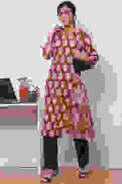 Terracotta Cotton Straight Kurta image number 5