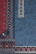 Blue Chanderi Printed Unstitched Suit Set image number 1
