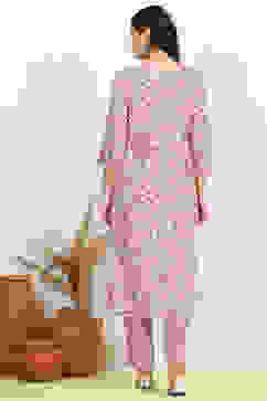 Purple Cotton Screen Printed Unstitched Suit Set image number 5