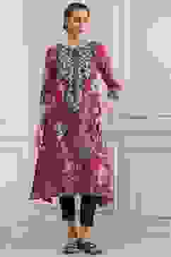 Pink Cotton Printed Straight Kurta image number 5