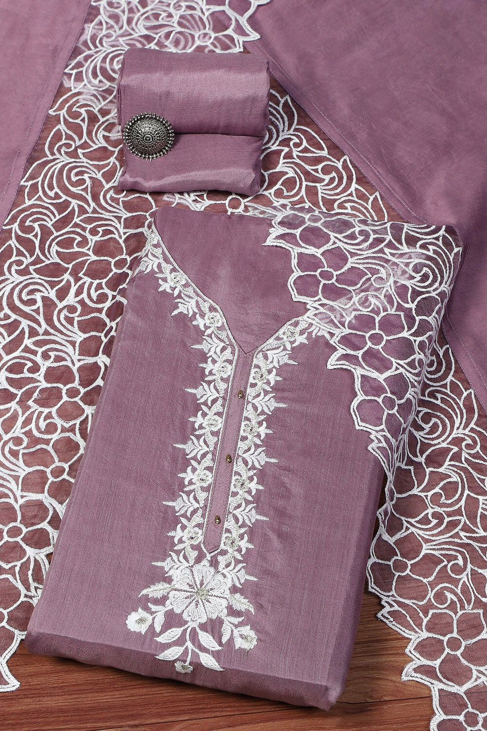 Lavender Muslin Unstitched Suit set image number 0