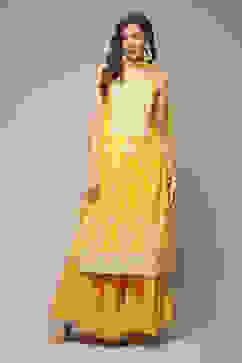Yellow Art Silk Straight Kurta Garara Suit Set image number 1