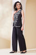 Black Viscose Linen Straight Fusion Set image number 3