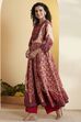 Rust Cotton Anarkali Kurta Pants Set image number 3