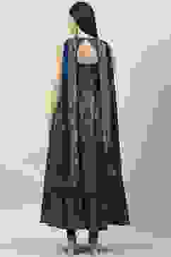 Teal Cotton Blend Flared Printed Kurta Suit Set image number 5