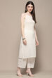 Off White Cotton Anarkali Suit Set image number 8