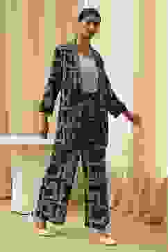 Black Viscose Printed Co-ord Set image number 5