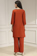 Black Solid Relaxed Straight Suit Set image number 4