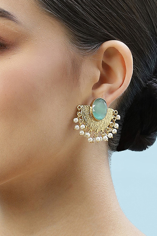 Mint Green Brass Earrings image number 1