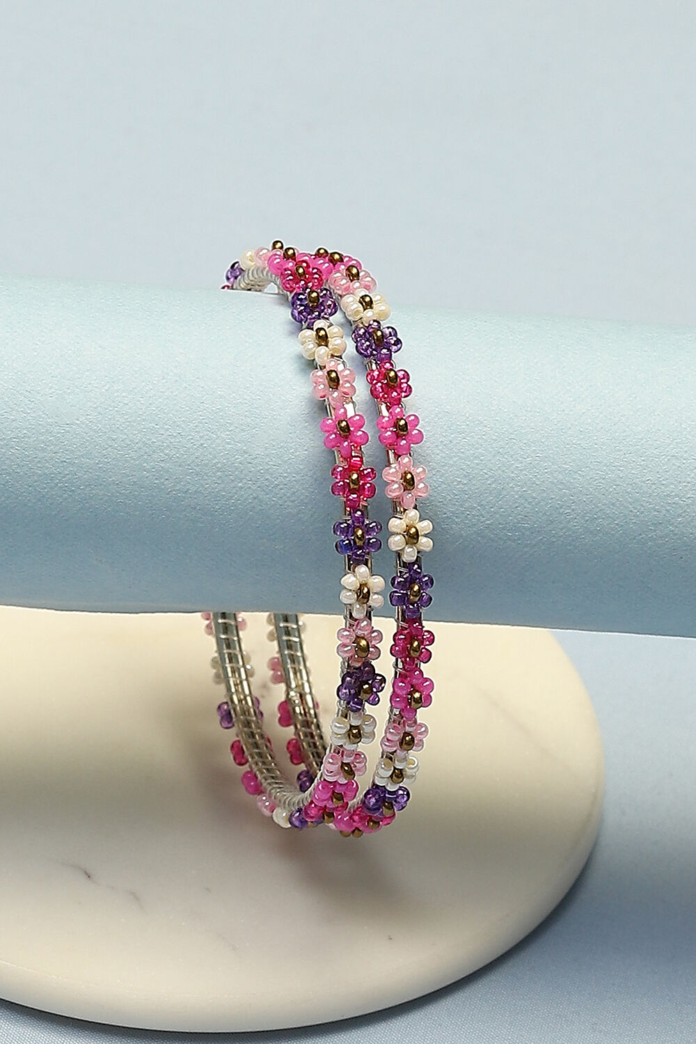 Pink & Purple Metal & Beads Kids Bangles image number 0