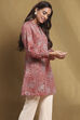 Red Knitted Block-Print Winter wear Short Kurta image number 4