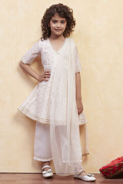 White Polyester Anarkali Suit Set image number 0