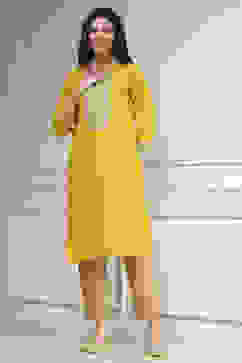 Lime Green Cotton Solid Straight Kurta image number 5