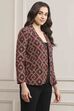 Black Viscose Straight Printed Jacket image number 4
