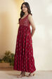 Red Printed Tiered Maxi Dress image number 3