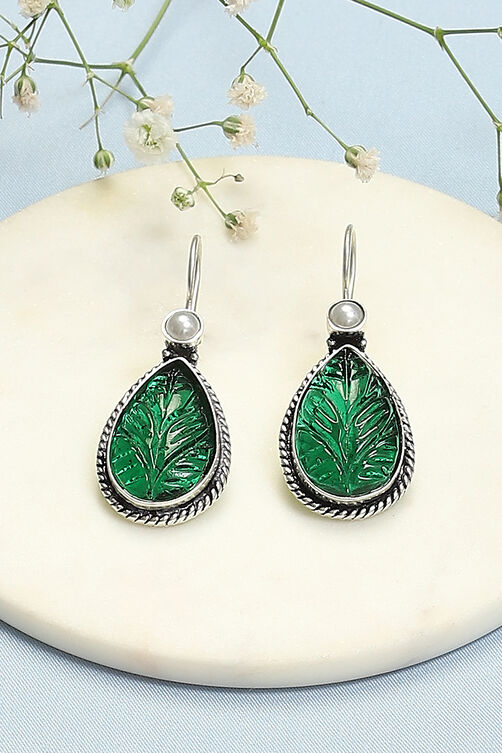 Green Brass Earrings image number 0