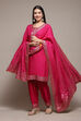 Fuchsia Viscose Straight Kurta Salwar Suit Set