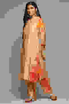 Salmon Viscose Straight Printed 2 Piece Set image number 3