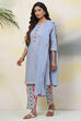 Blue Cotton Unstitched Dress Material Suit Set image number 2