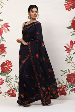Rohit Bal Indigo Cotton Blend Saree image number 2