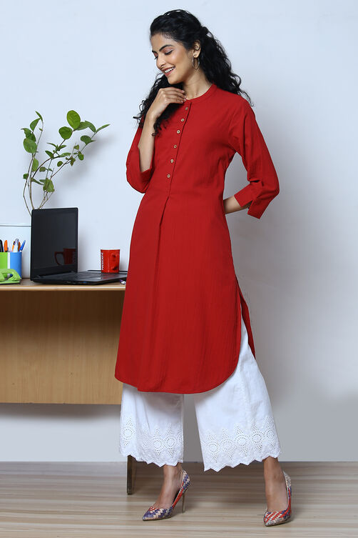 White Cotton Yarndyed Kurta image number 1