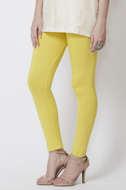 Moss Green Viscose Lycra Solid Leggings image number 0