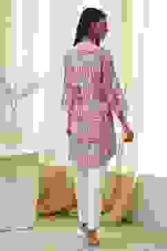 Pink Printed Straight Short Kurta image number 3