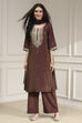 Green Viscose Rayon Straight Solid Suit Set image number 6