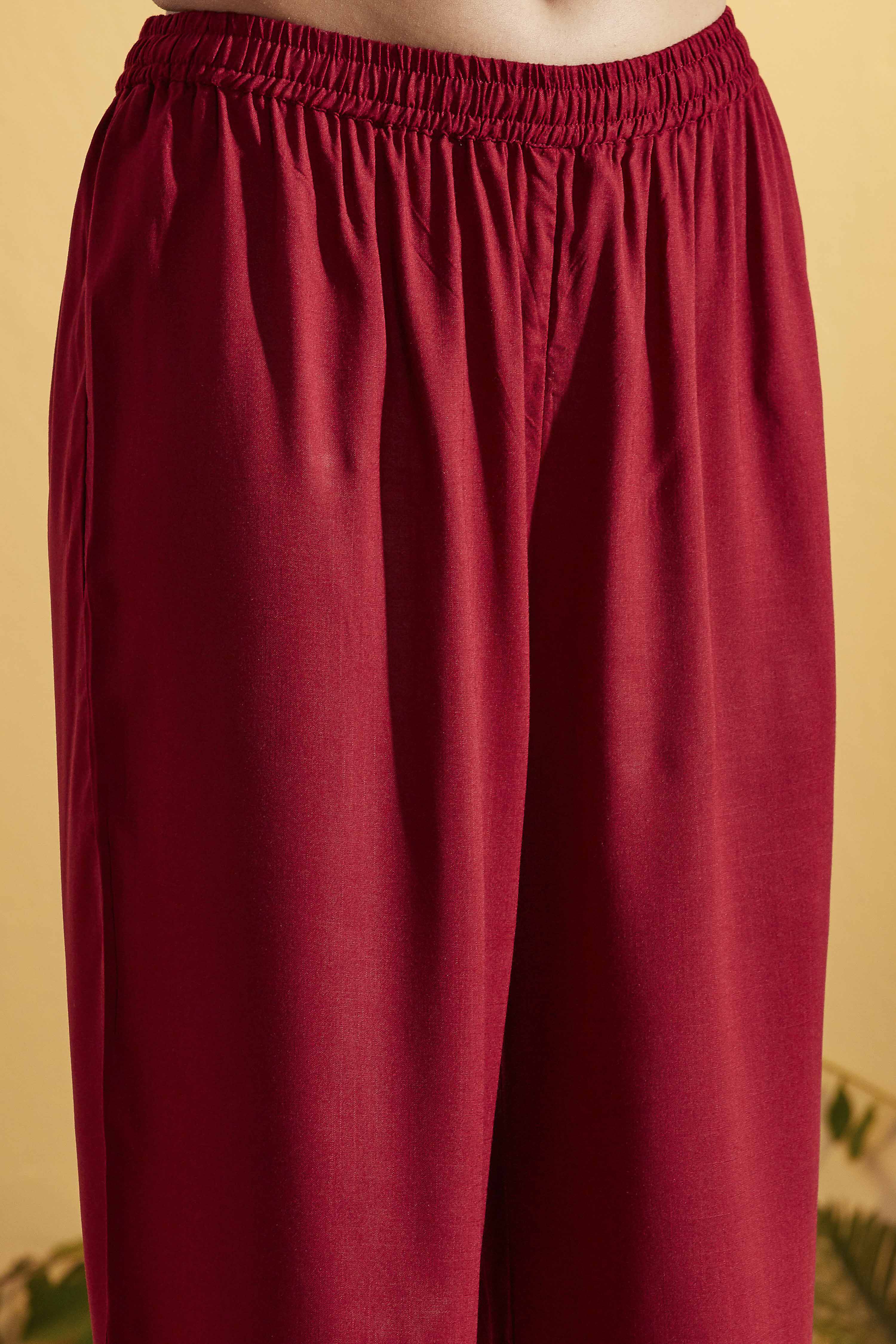 Maroon Viscose Rayon Embroidered Straight Kurta Set image number 2