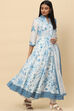 White Blue Cotton Anarkali Kurta Churidar Suit Set image number 5