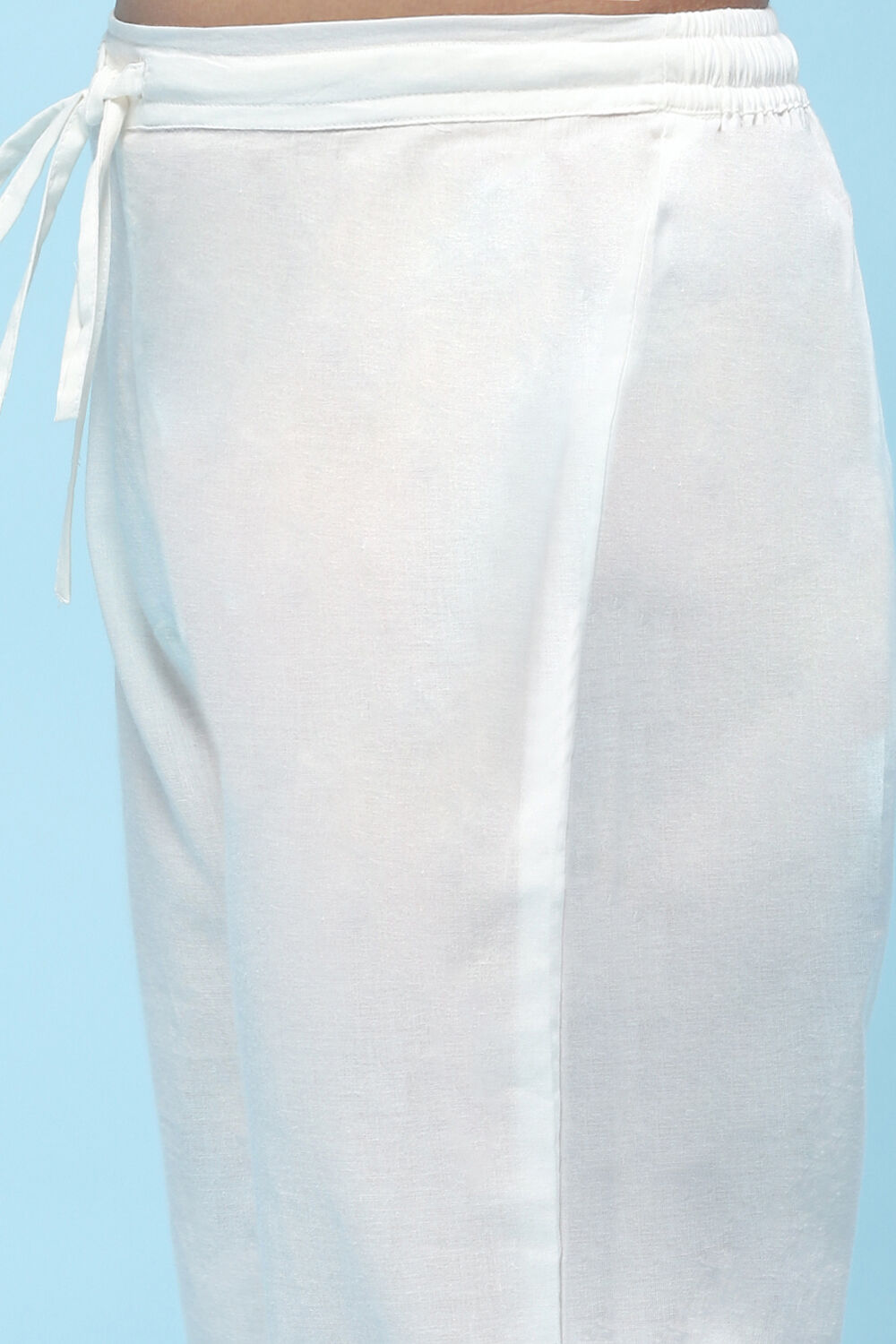 White Poly Chanderi Embroidered Mirror Work Suit Set image number 2