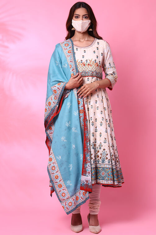 Yellow Cotton Anarkali Suit image number 4