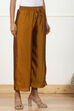 Gold-Toned Solid Mid-Rise Straight Palazzo image number 3