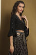 Black Hand-Block Printed Festive Crop Top image number 4
