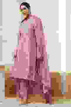 Powder Pink Embroidered Straight Suit Set image number 3