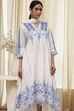 White and Red Cotton Asymmetric Suit Set image number 1