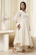 Off-White Cotton Embroidered Gathered Suit Set image number 5