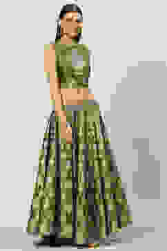 Mehndi Art Silk Lehenga Set image number 5