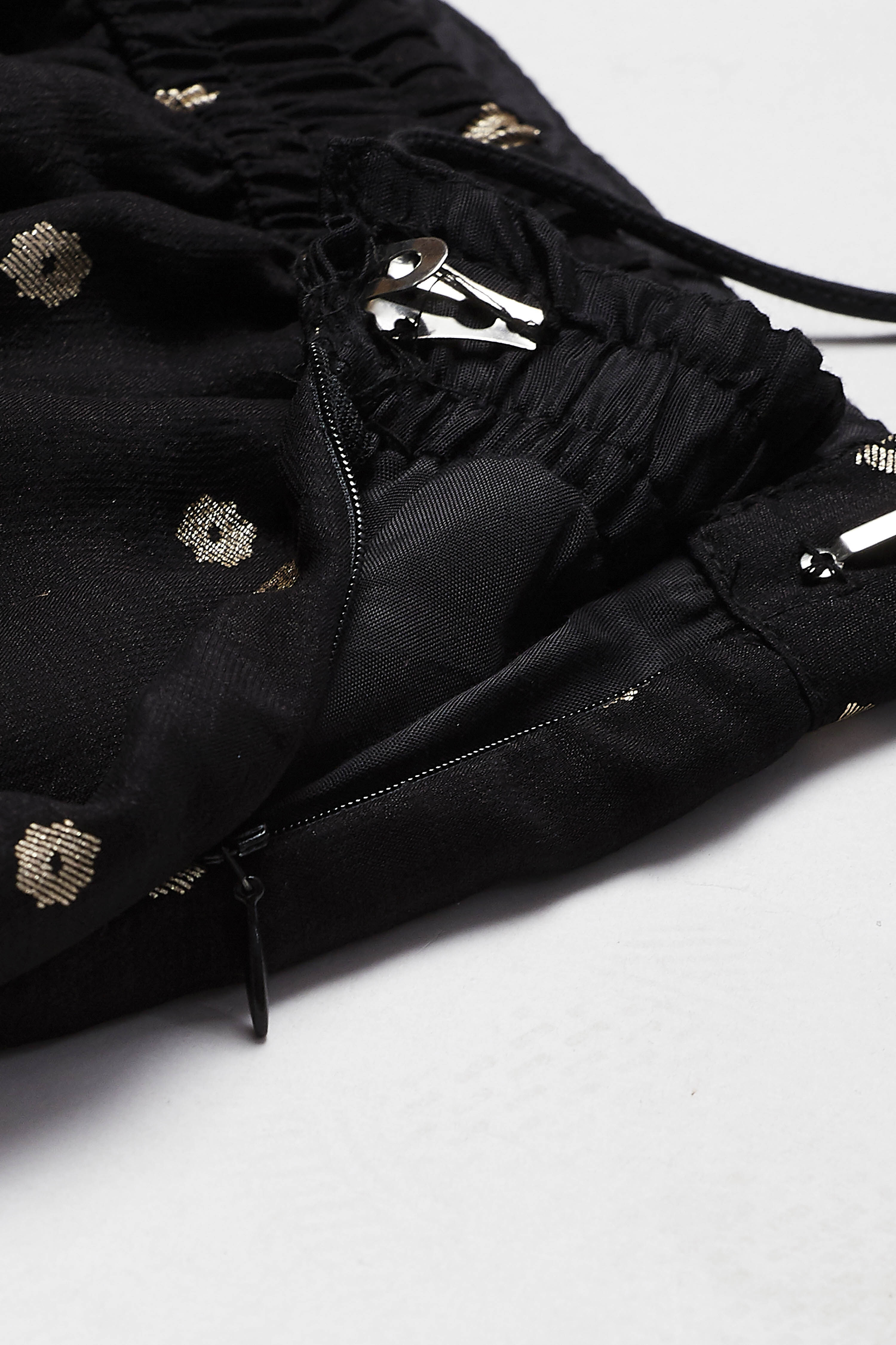 Black Viscose Rayon Embroidered Fusion Set image number 9