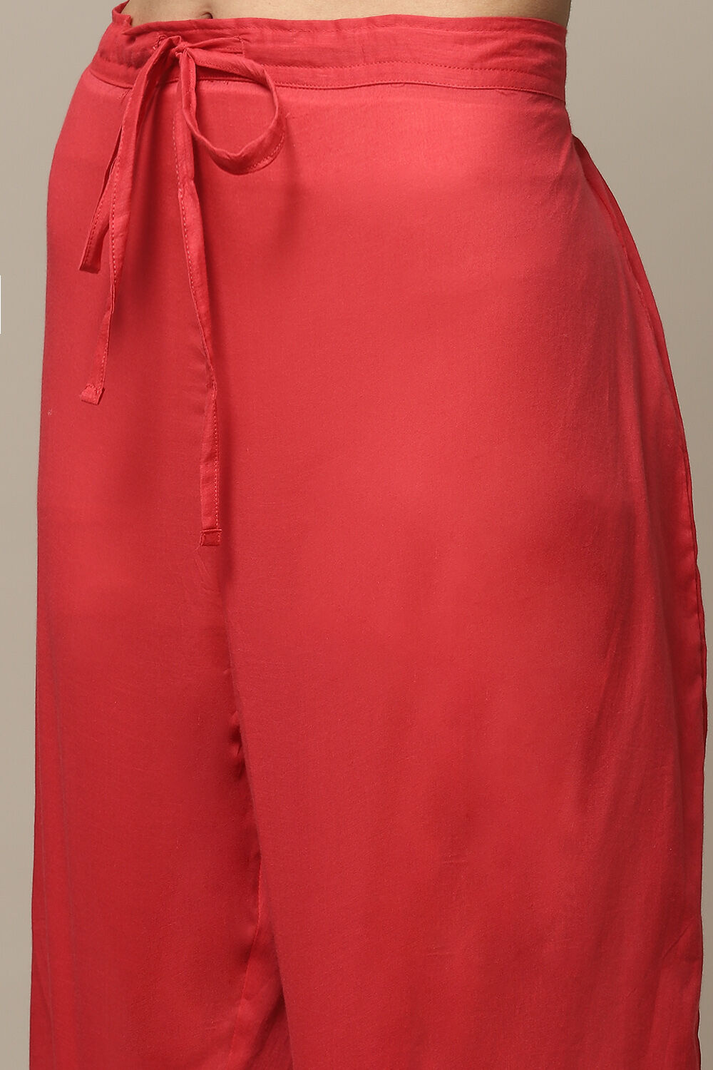 Coral Pink Cotton Blend Straight Kurta Pants Suit Set image number 3