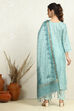 Blue Tussar Printed Unstitched Suit Set image number 4
