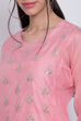 Yellow Poly Cotton A-Line Embroidered Kurta image number 1