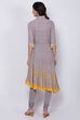 Yellow Cotton Asymmetric Kurta Churidar Suit Set image number 5
