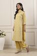 Yellow Zari Cotton Tissue Straight Suit Set image number 4
