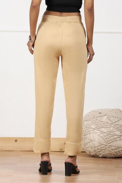 Beige Viscose Blend Pants image number 5
