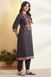 Black Cotton Printed Straight Kurta image number 4