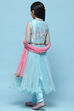 Sky Blue Anarkali Suit With Khadi Print Chanderi Jacket  image number 5