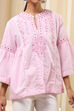 Blue Cotton Striped Straight Short Kurta image number 1