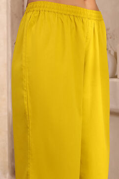Lime Yellow Chanderi Straight Dyed Suit Set image number 2