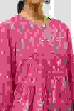 Pink Straight Printed Short Kurta image number 1